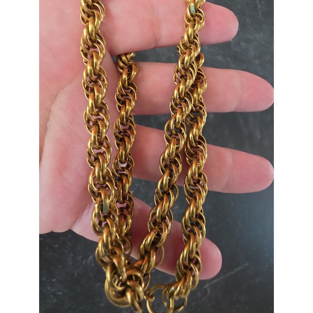 German Gold Tone Metal Chain Necklace Vintage Costume Jewelry READ Description